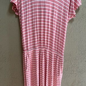 New York & Company Pink and White Striped Top